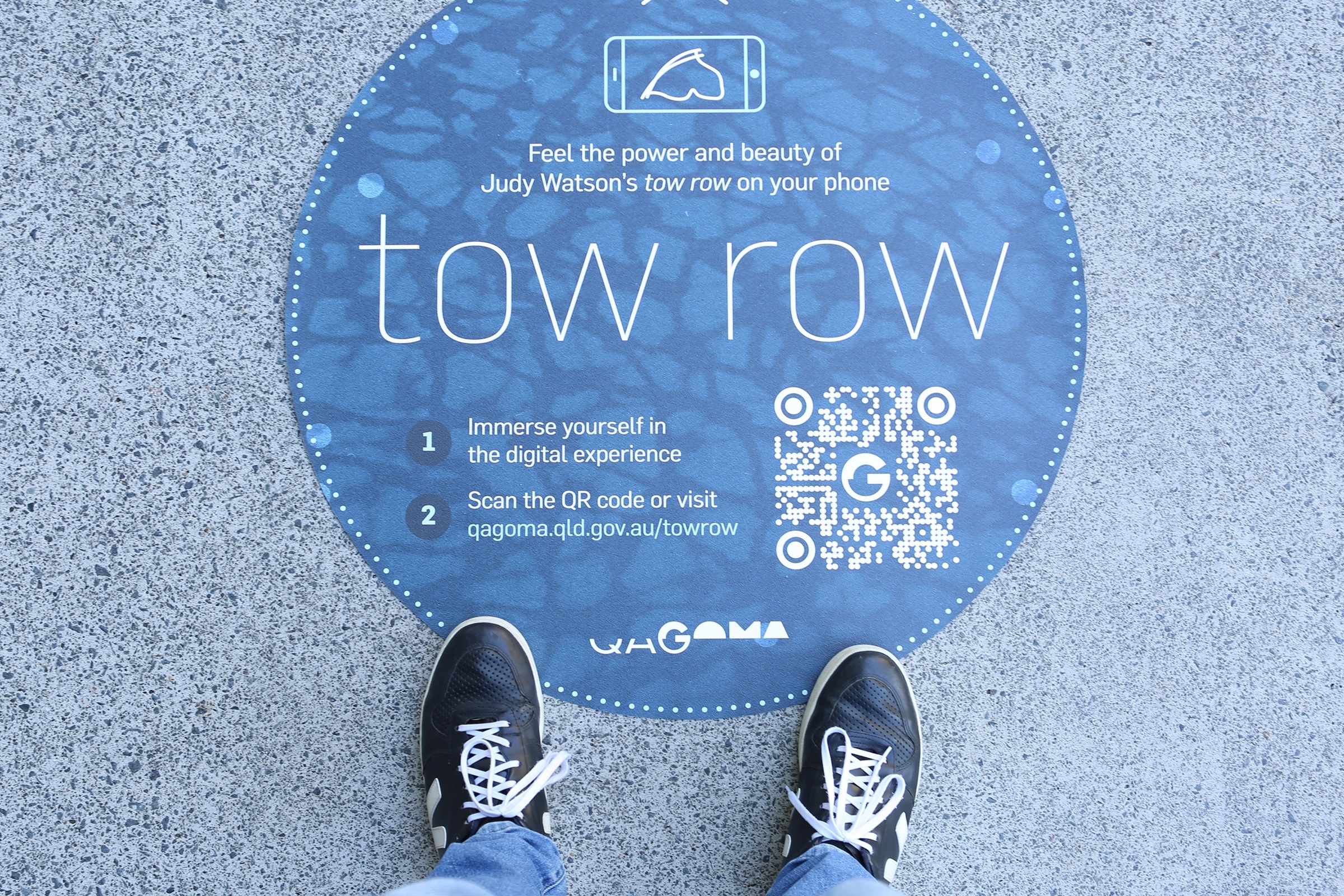 Persons feet at Tow Row QR Code
